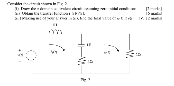 Solved Consider the circuit shown in Fig. 2. (i) Draw the | Chegg.com