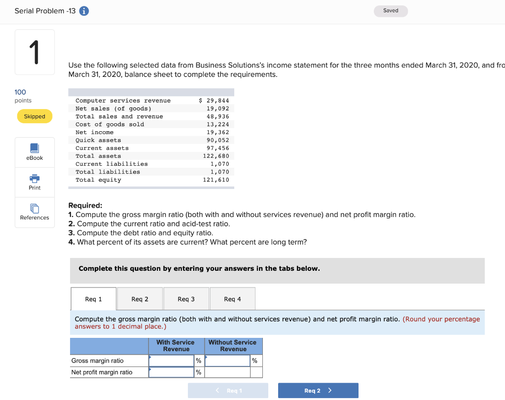 Solved Serial Problem 13 A Saved Use the following selected