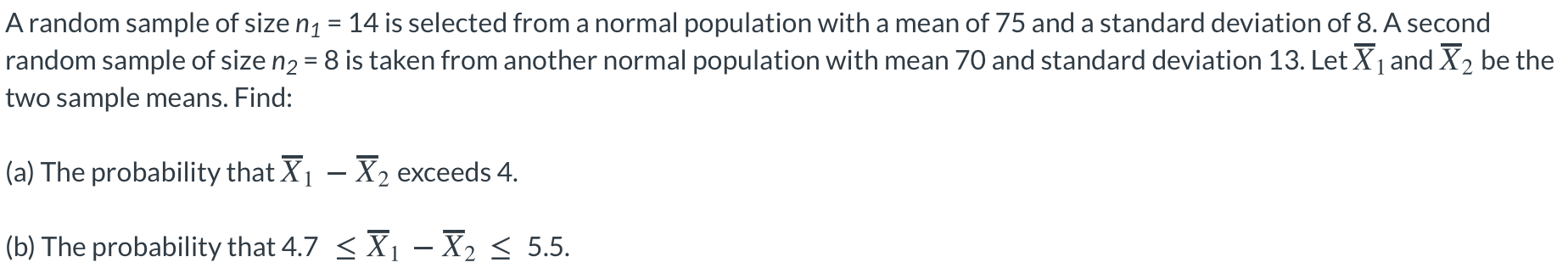 Solved A random sample of size n1 = 14 is selected from a | Chegg.com