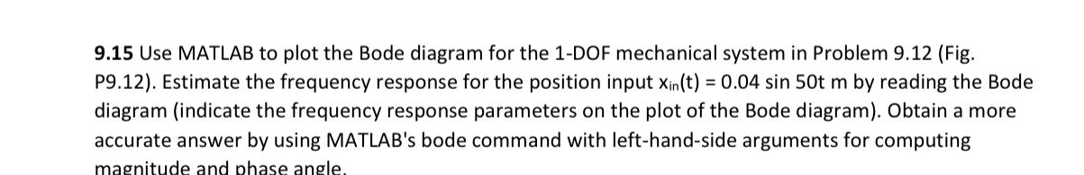 Solved 9.15 Use MATLAB to plot the Bode diagram for the | Chegg.com