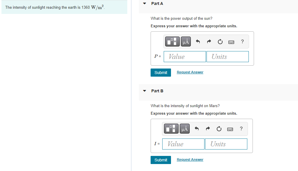 Solved The Intensity Of Sunlight Reaching The Earth Is 1360 | Chegg.com