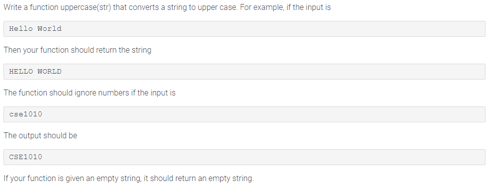 Solved Write a function uppercase(str) that converts a | Chegg.com