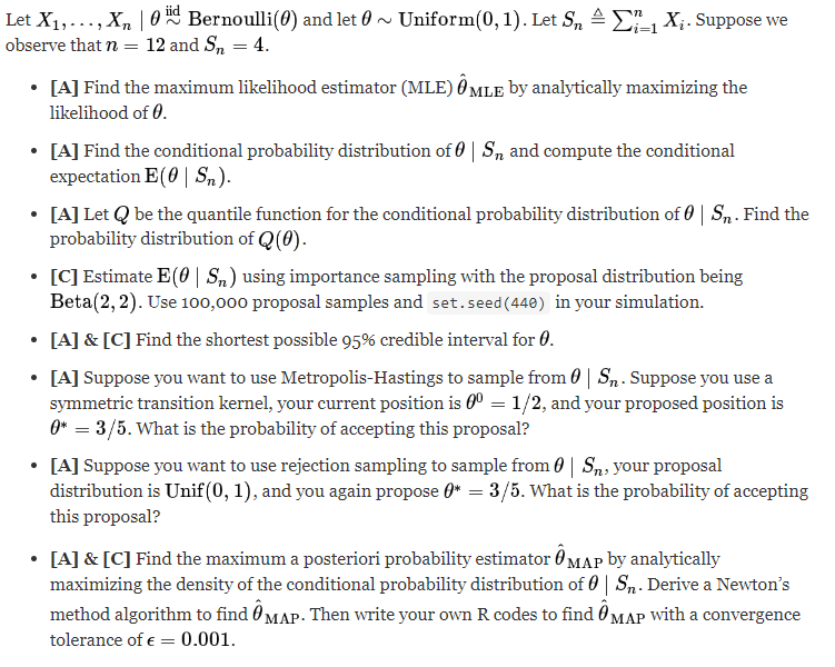 Solved Et X1xn∣θ∼ Iid Bernoulliθ And Let 5202