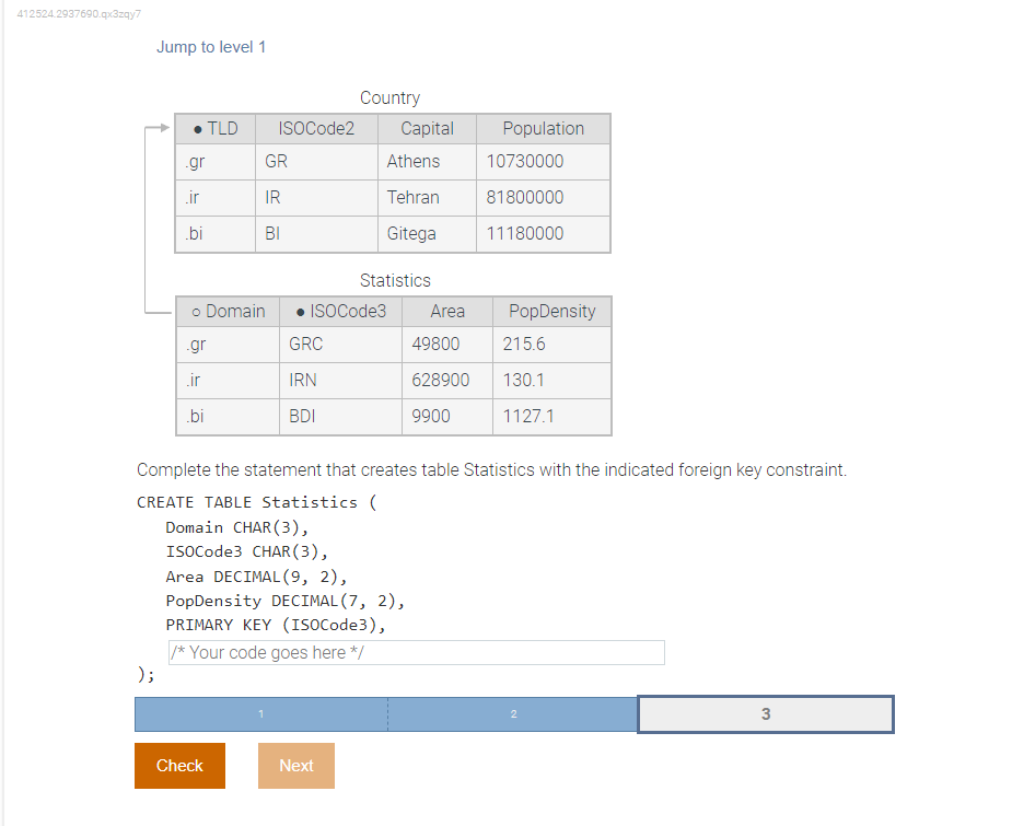 Solved Jump to level 1 Country Statistics Complete the | Chegg.com