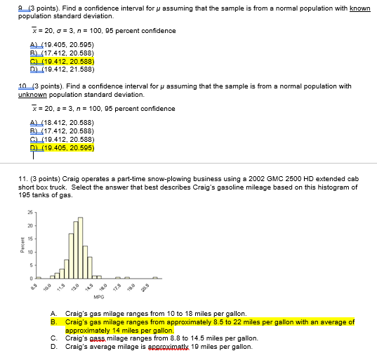 Solved 9 ( 3 points). Find a confidence interval for μ | Chegg.com