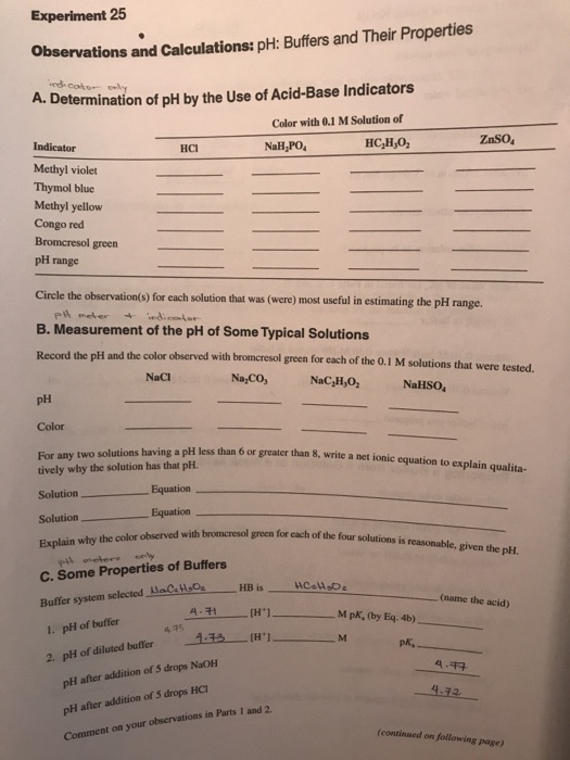 Solved Ph Report Sheet Acids Bases Ph And Buffers A C vrogue.co