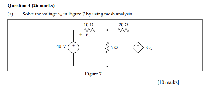 Solved a) Solve the voltage v0 in Figure 7 by using mesh | Chegg.com