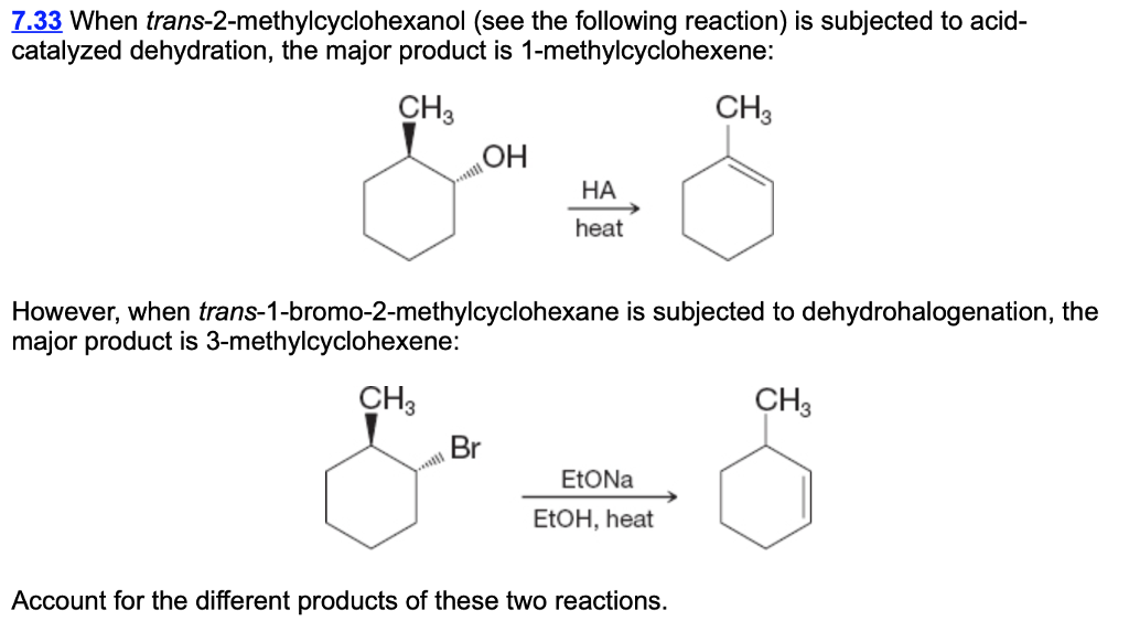 Solved 7.33 When trans-2-methylcyclohexanol (see the | Chegg.com