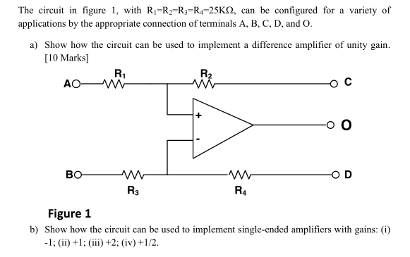Solved The circui in figure, with Ri R2 R3 R4-25K2, can be | Chegg.com