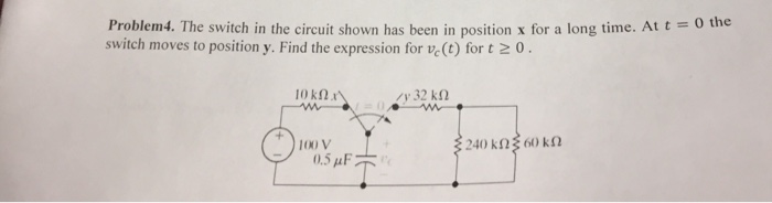 Solved Problem4. The switch in the circuit shown has been in | Chegg.com