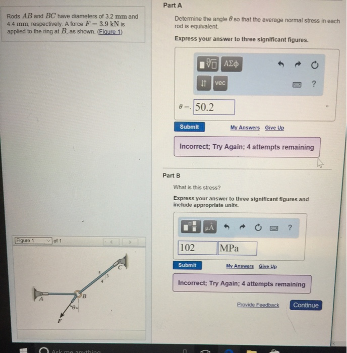 Solved Rods AB And BC Have Diameters Of 3.2 Mm And 4.4 Mm. | Chegg.com