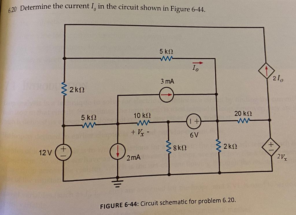Solved 6.20 Determine the current I in the circuit shown in | Chegg.com
