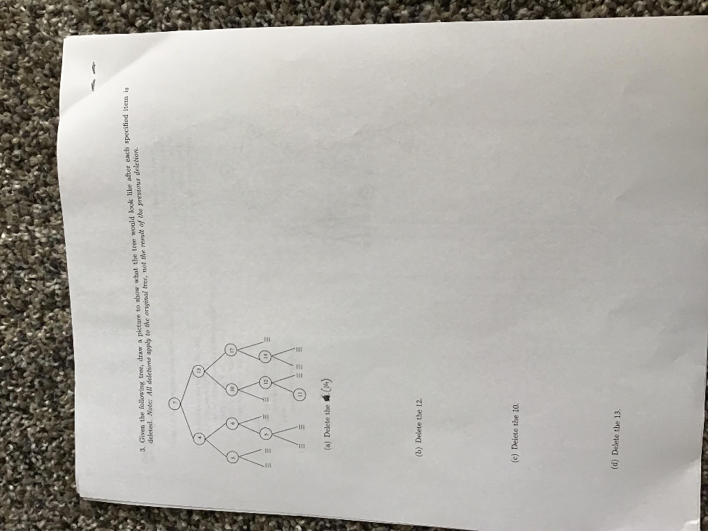 Solved 3. Given the following tree, draw a picture to show | Chegg.com