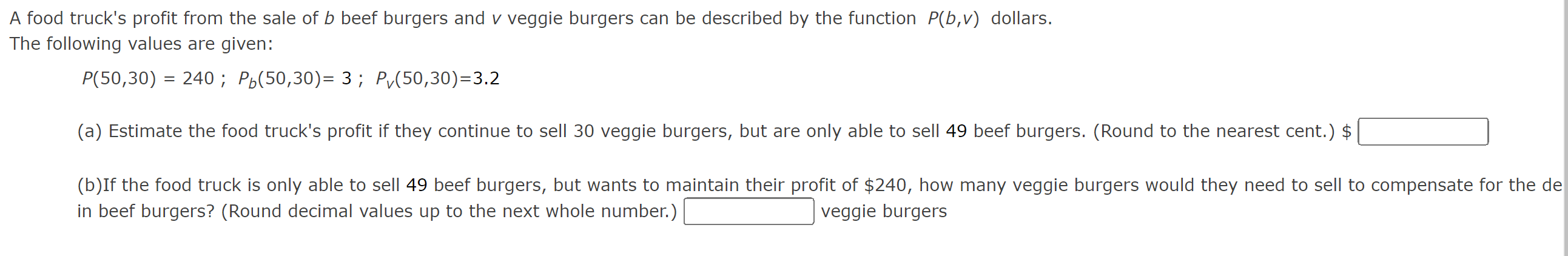 Solved A Food Truck's Profit From The Sale Of B Beef Burgers | Chegg.com