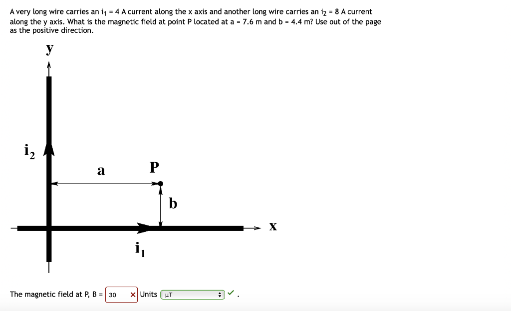 Solved A very long wire carries an i1 = 4 A current along | Chegg.com