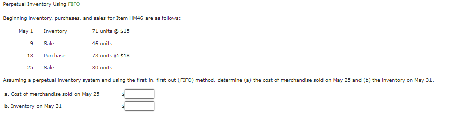 Solved Perpetual Inventory Using FIFO Beginning inventory, | Chegg.com
