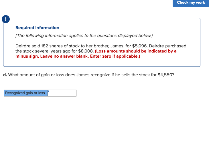 Solved Check my work Required information The following | Chegg.com