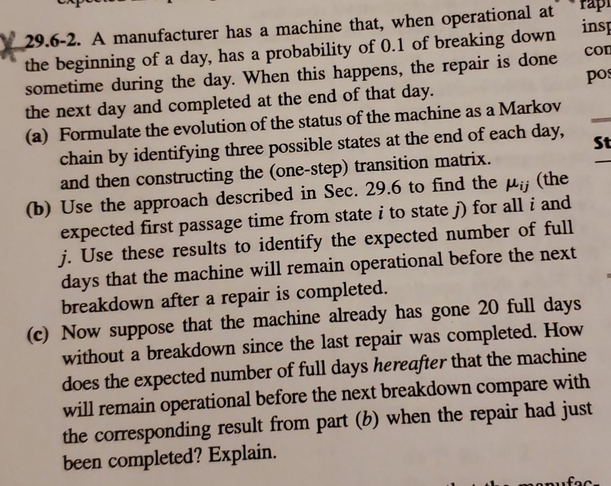 Solved 9.6-2. A manufacturer has a machine that, when | Chegg.com