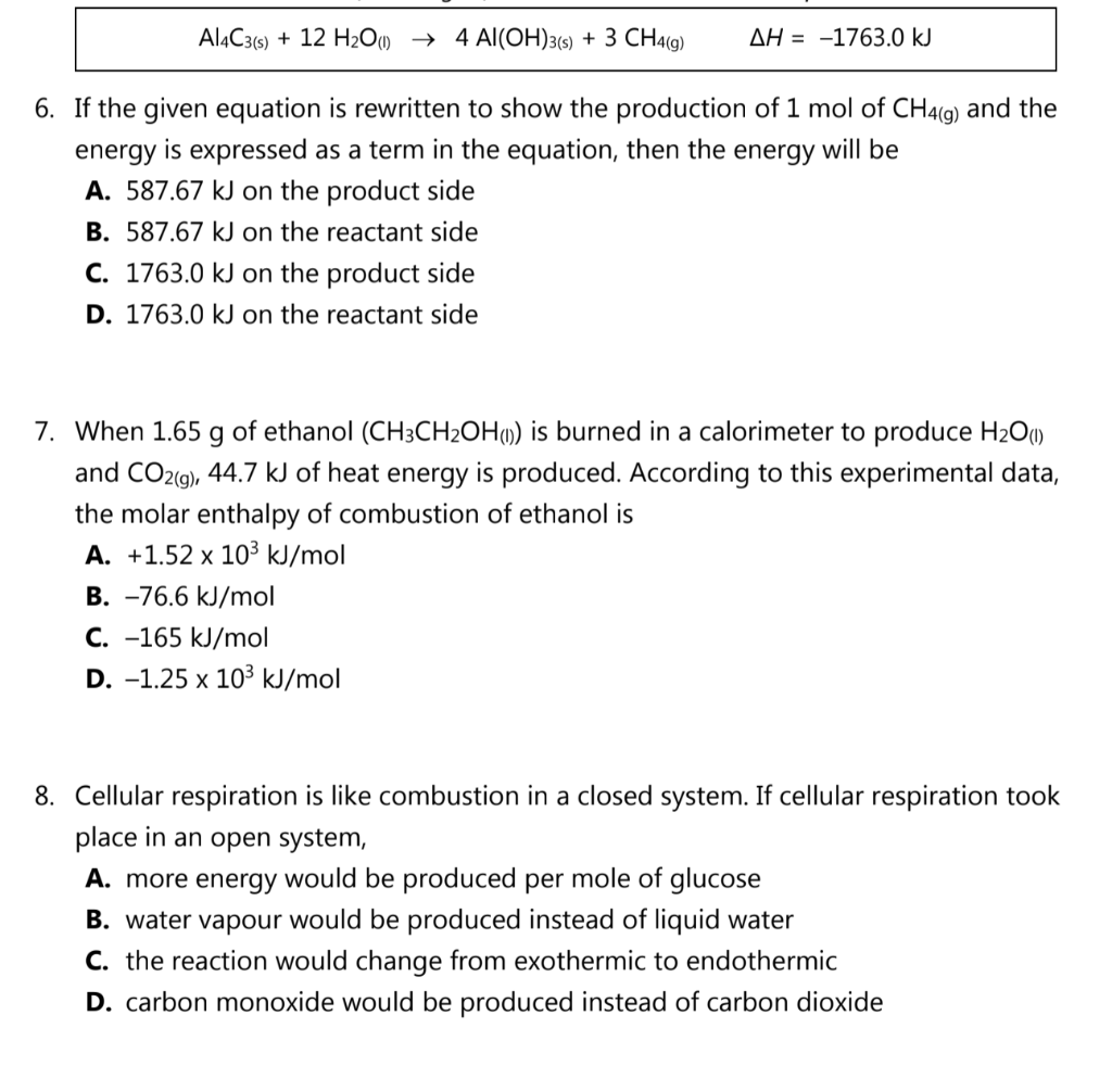 Solved Al4C3(s) + 12 H2O(l) + 4 Al(OH)3(s) + 3 CH4(9) AH = | Chegg.com