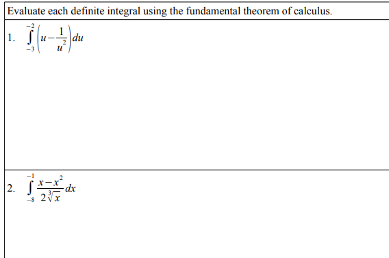 Solved Evaluate each definite integral using the fundamental | Chegg.com