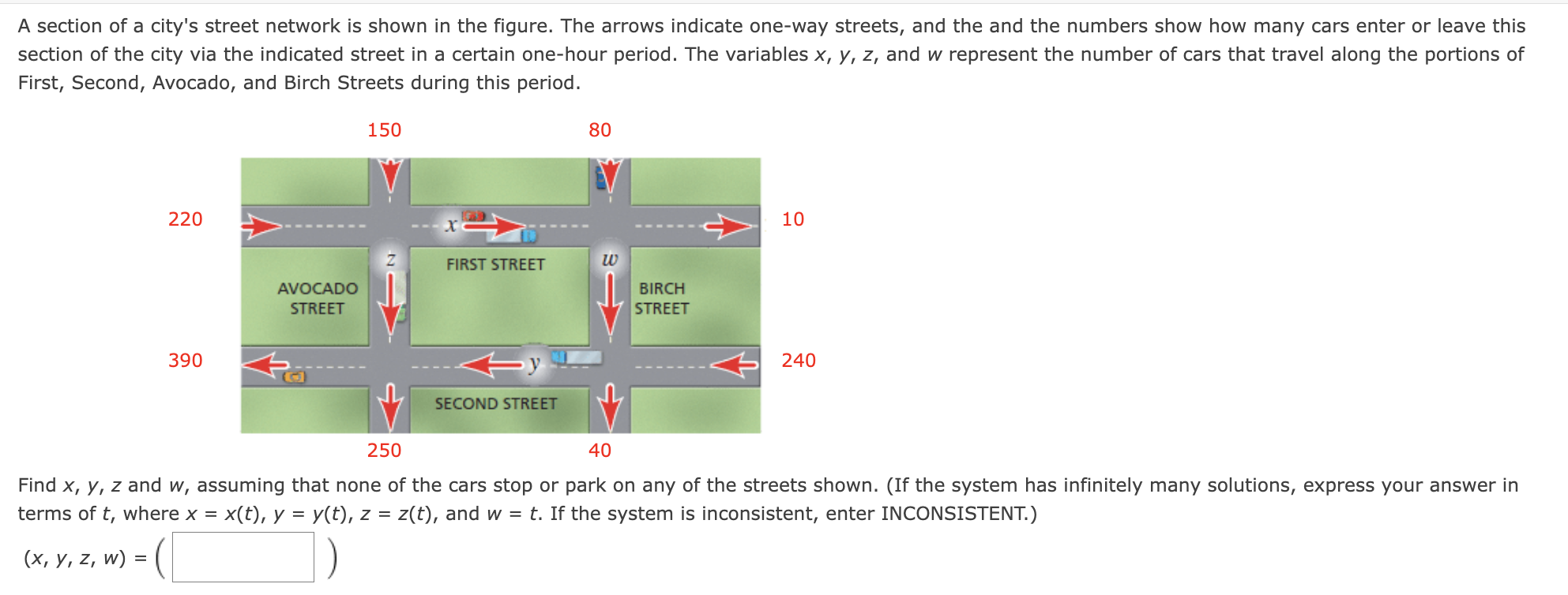 Solved A section of a city's street network is shown in the | Chegg.com