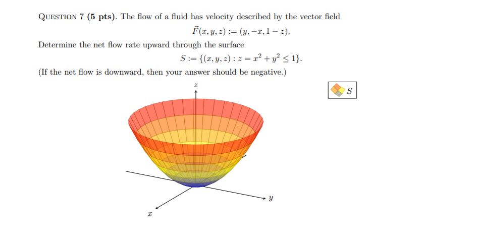 Solved QUESTION 7 (5 pts). The flow of a fluid has velocity | Chegg.com