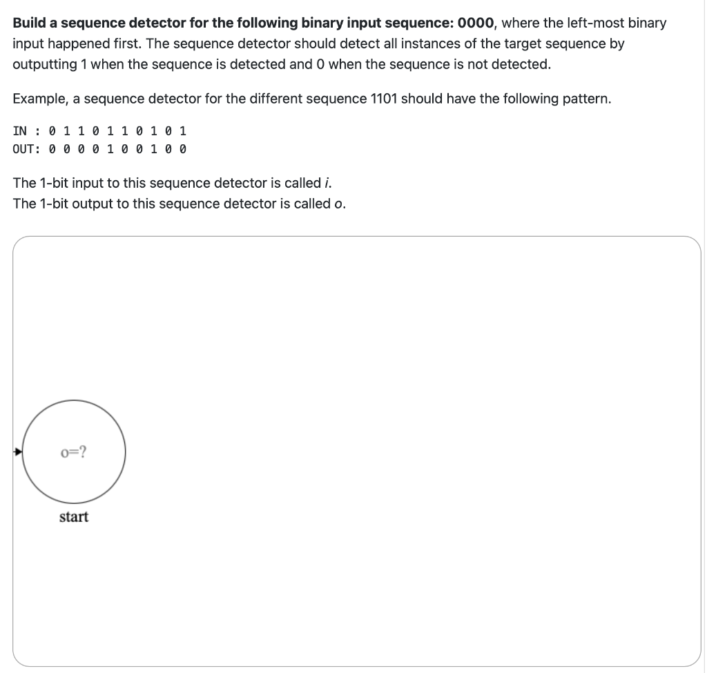 Solved Build a sequence detector for the following binary | Chegg.com