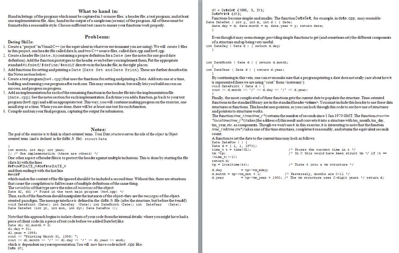 C++ Program What to hand in: Hand in listings of | Chegg.com