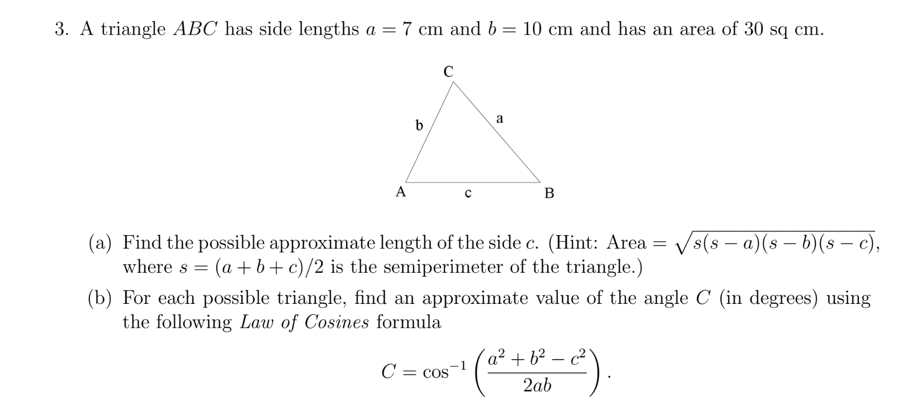 Solved SOLVE USING PYTHON CODE:3. A triangle ABC has side | Chegg.com