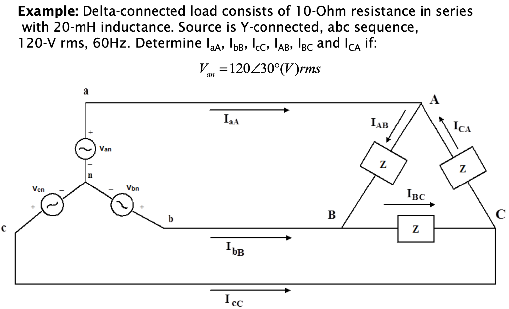 Solved Example: Delta-connected load consists of 10−Ohm | Chegg.com