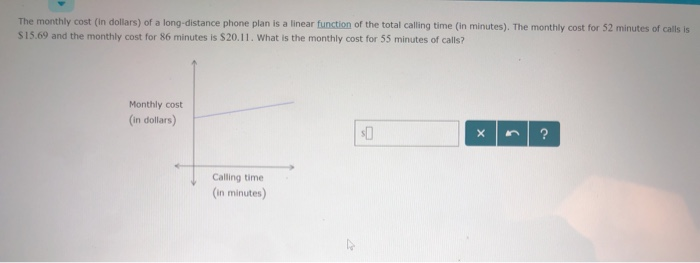 Solved The monthly cost (in dollars) of a long-distance | Chegg.com