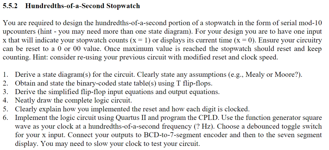 5.5.2 HundredthsofaSecond Stopwatch You are