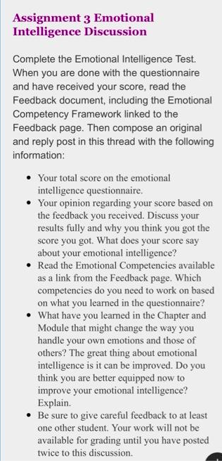 assignment 3 emotional intelligence discussion