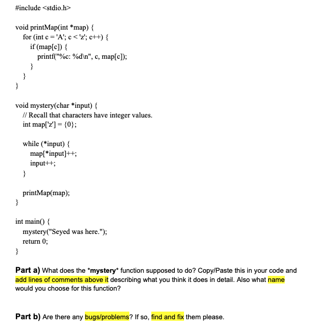 Solved Feel free to answer part a and b with fixed code or | Chegg.com