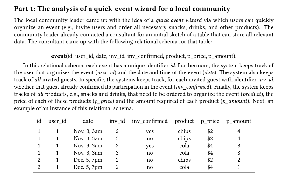 Solved Part 1: The analysis of a quick-event wizard for a | Chegg.com