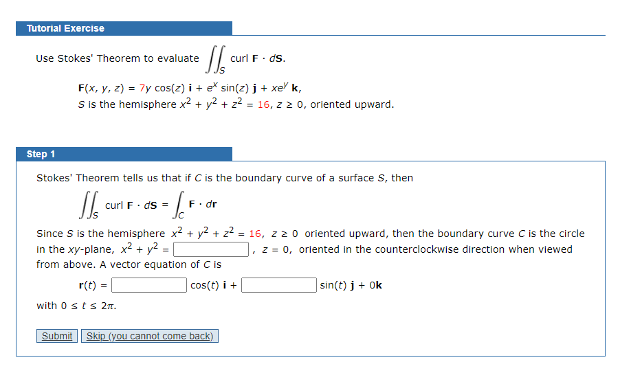 Solved Tutorial Exercise Use Stokes Theorem To Evaluate Chegg Com