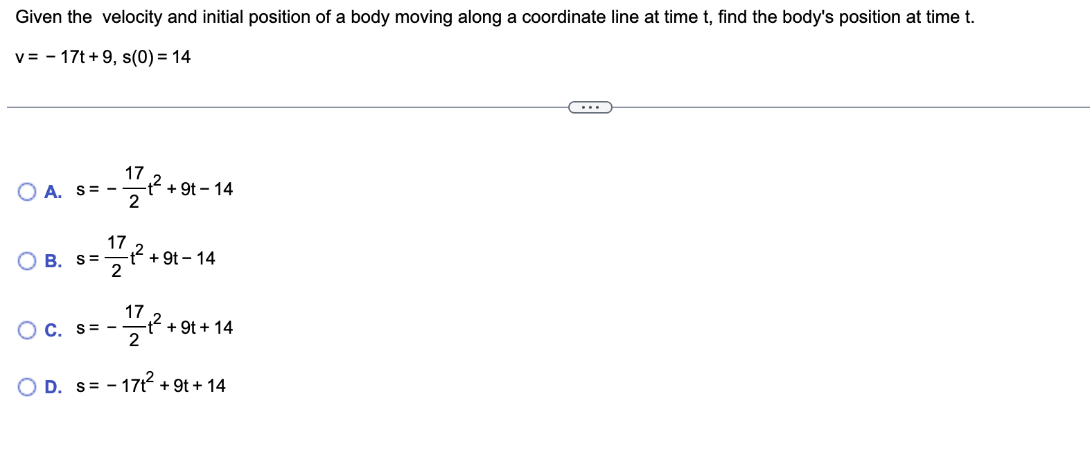 Solved Given the velocity and initial position of a body | Chegg.com