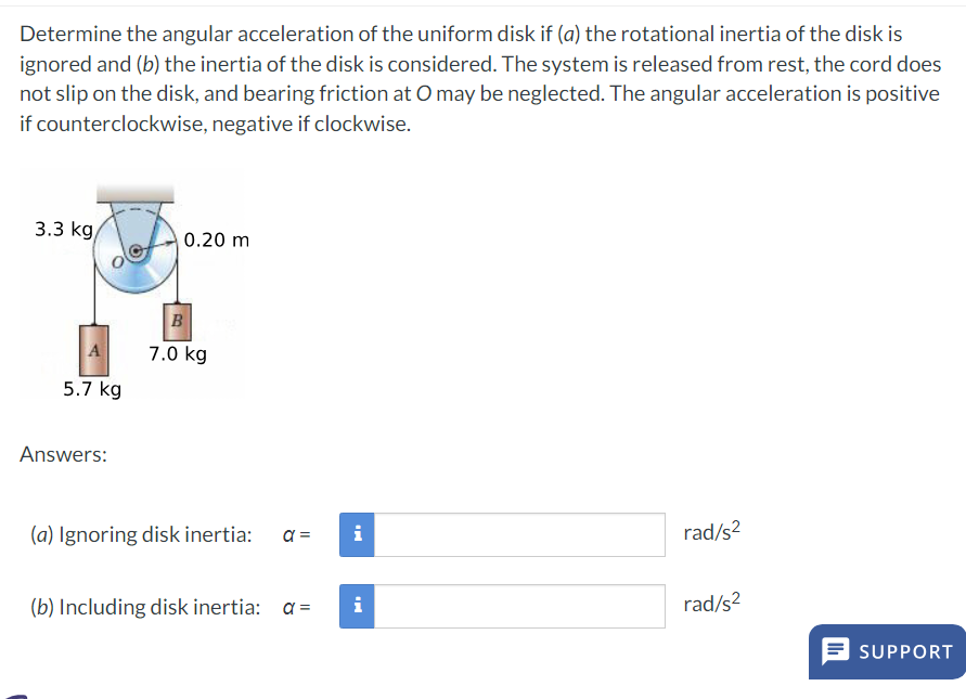 Solved Determine the angular acceleration of the uniform | Chegg.com
