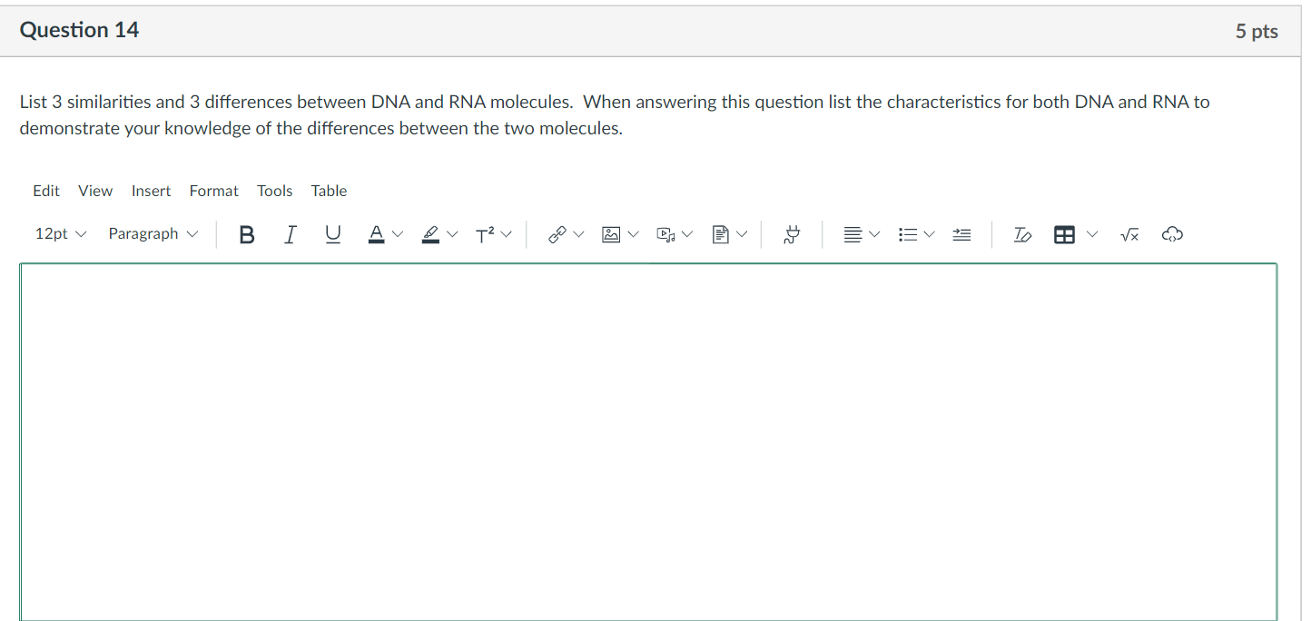 Solved Question 14 5 pts List 3 similarities and 3 | Chegg.com