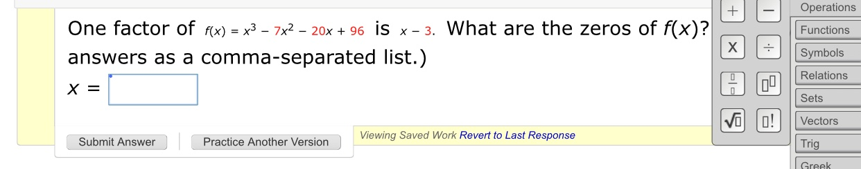 solved-operations-one-factor-of-f-x-x3-7x2-20x-96-chegg