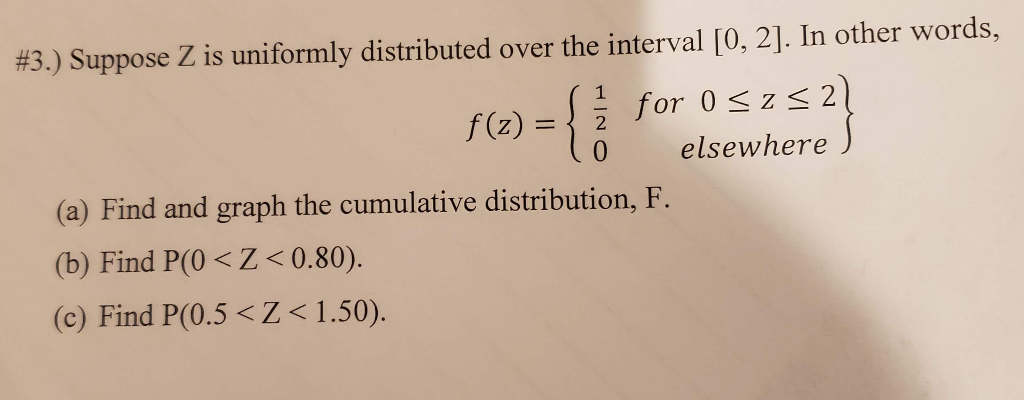 Solved F For 5252 3 Suppose Z Is Uniformly Distrib Chegg Com