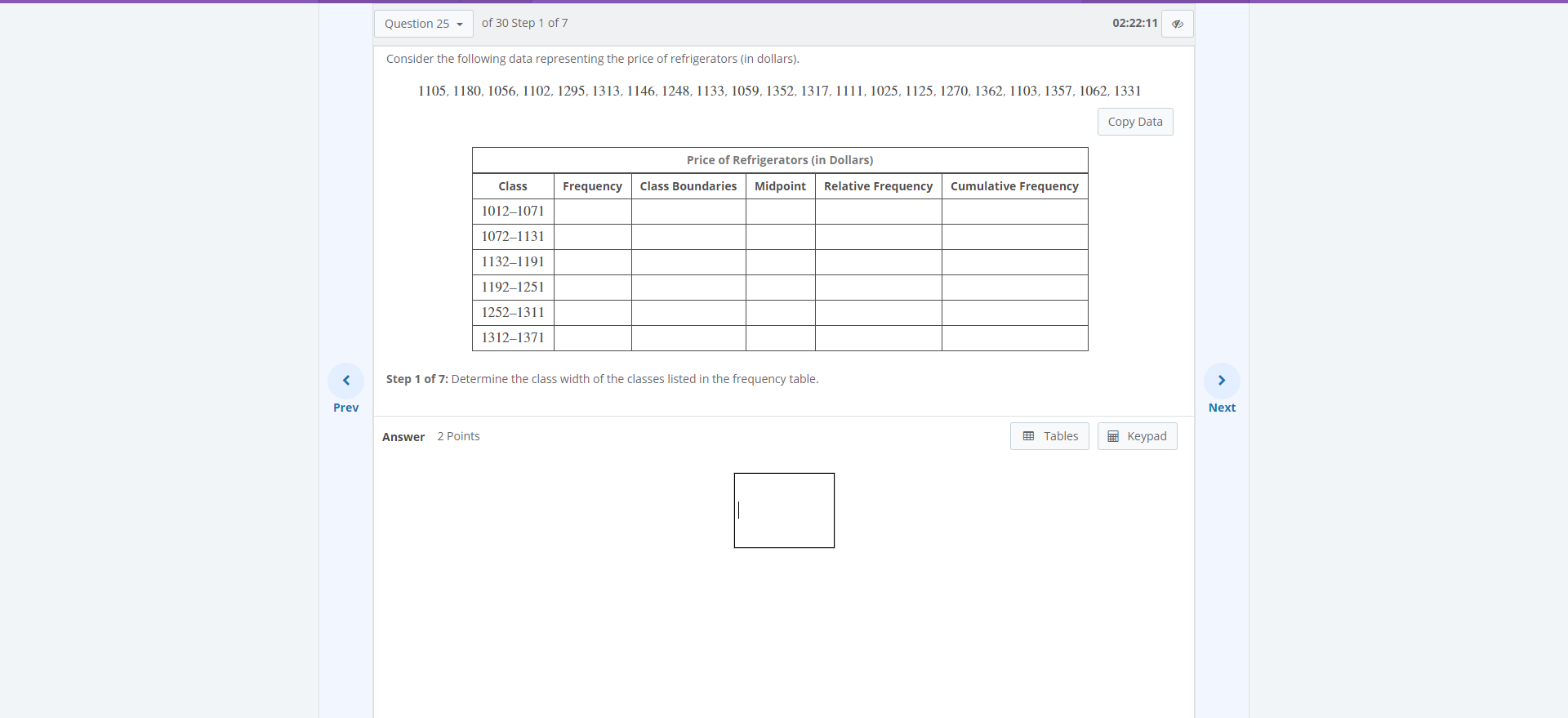 Solved Question 25 Of 30 Step 1 Of 7 02 22 11 Consider The Chegg Com