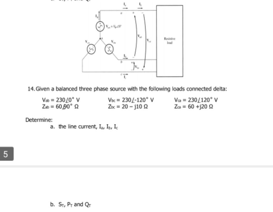 Solved Revisive 14. Given a balanced three phase source with | Chegg.com