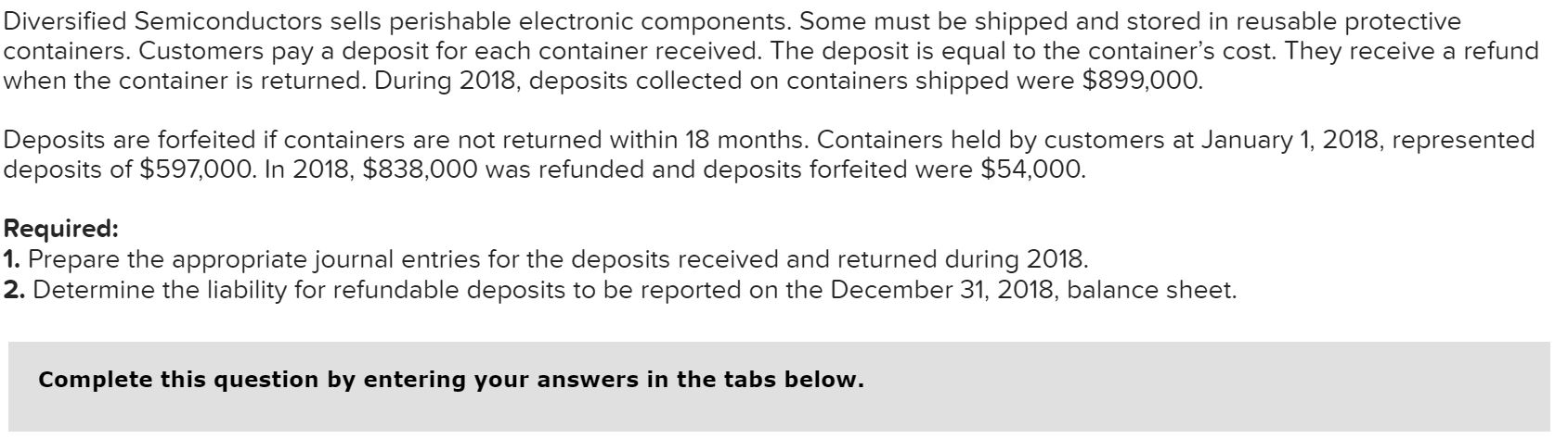 Solved Diversified Semiconductors sells perishable | Chegg.com