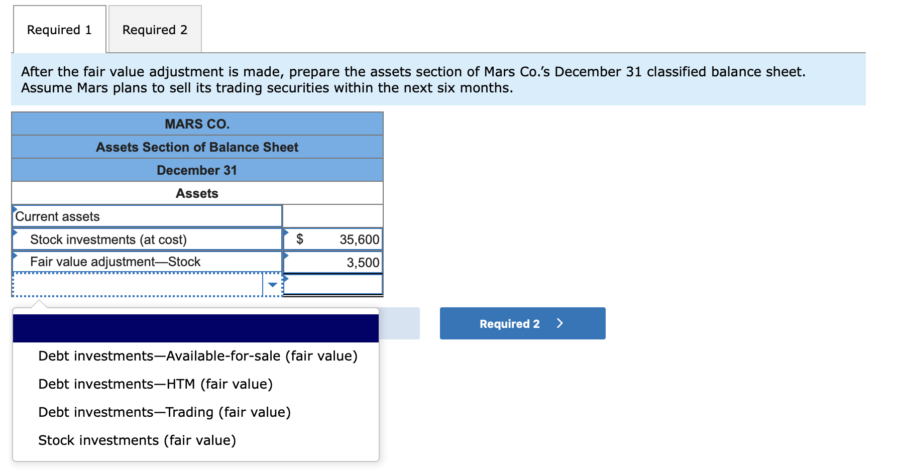 Solved On December 31, Mars Co. had the following portfolio
