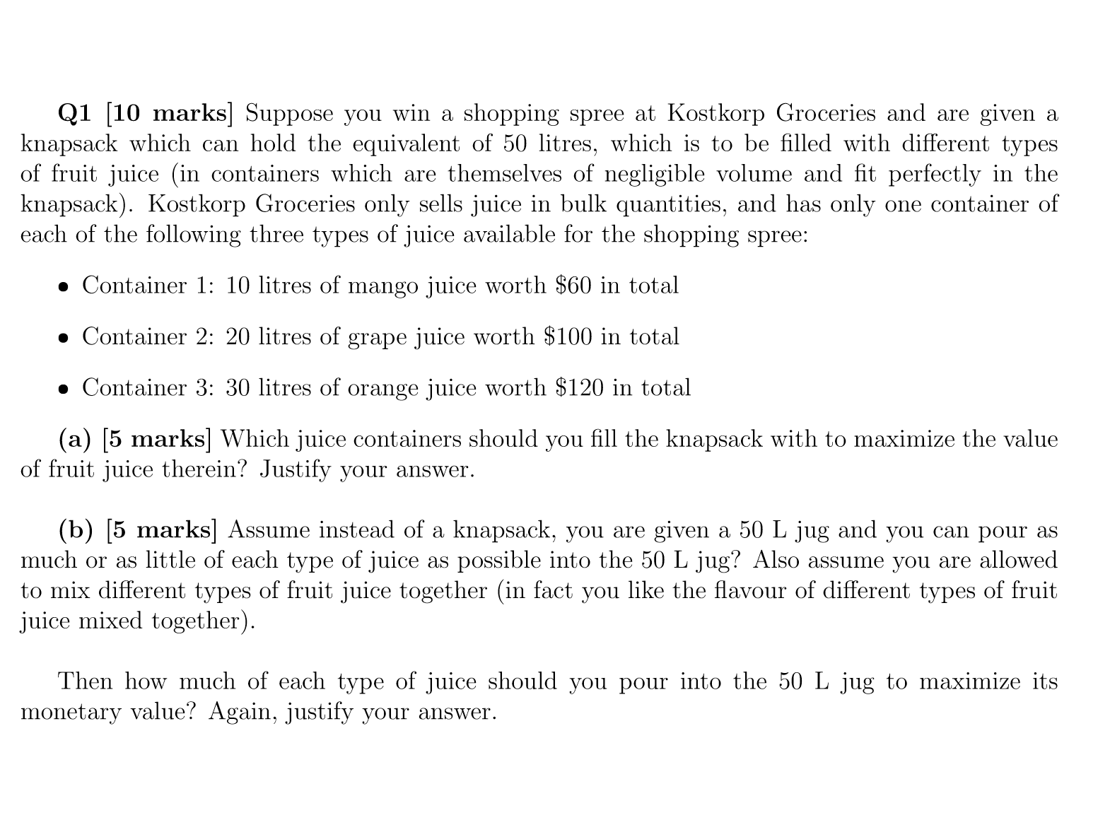 Solved Q1 [10 marks] Suppose you win a shopping spree at | Chegg.com