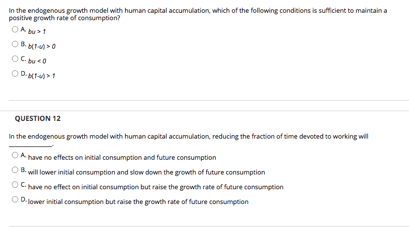 Solved In the endogenous growth model with human capital | Chegg.com