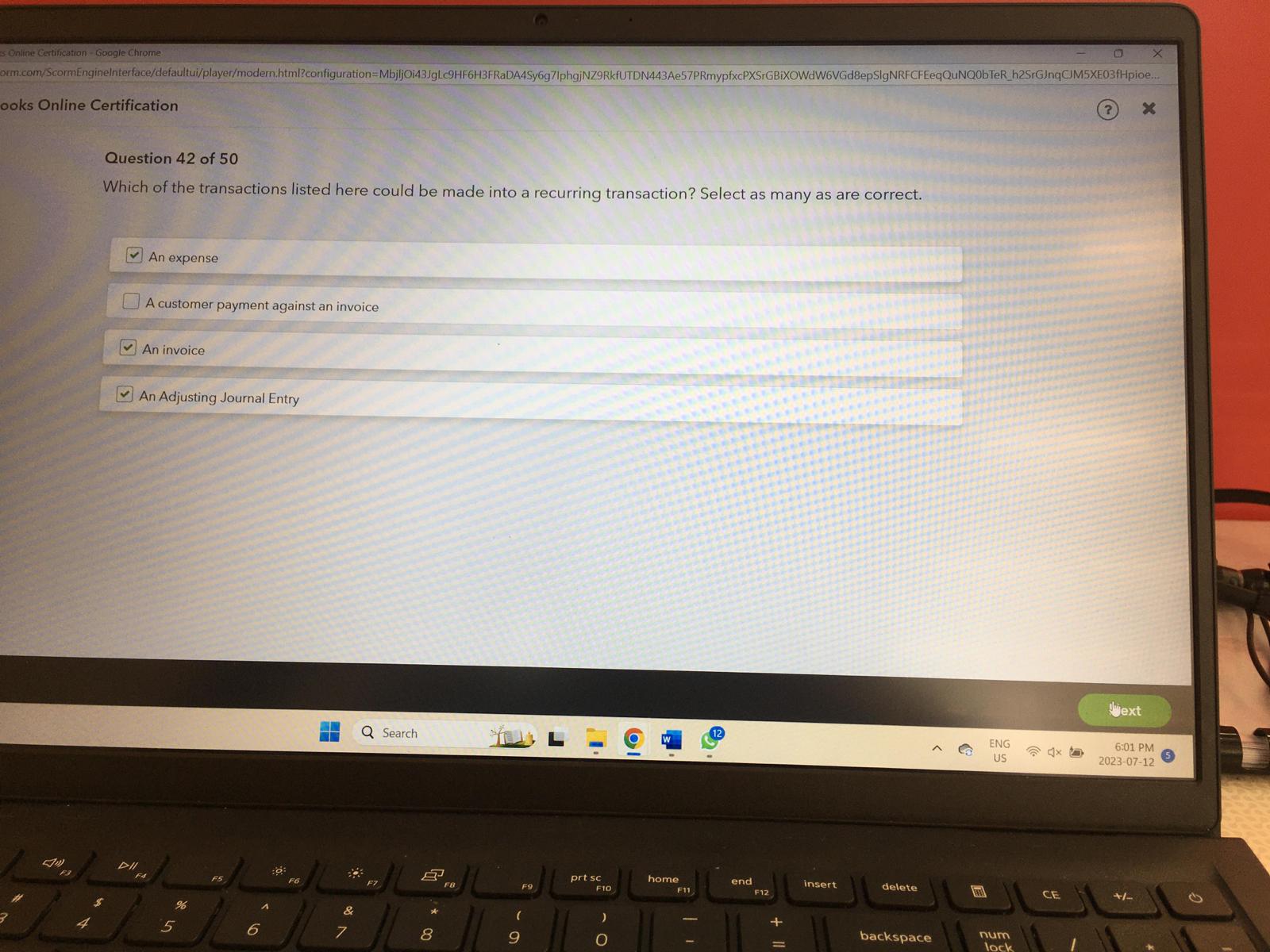 Solved Question 42 of 50 Which of the transactions listed | Chegg.com