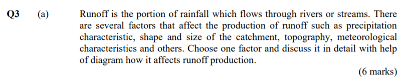 Solved Q3 (a) Runoff is the portion of rainfall which flows | Chegg.com