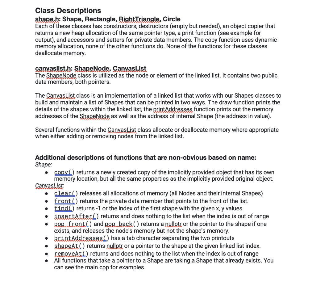Write a c++ program of shape list, What you need to | Chegg.com